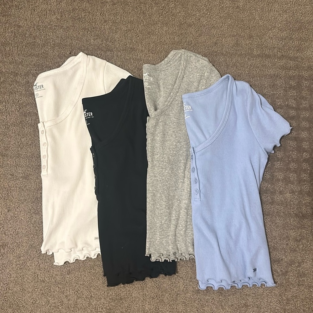 4 Hollister button up U neck shirts size M